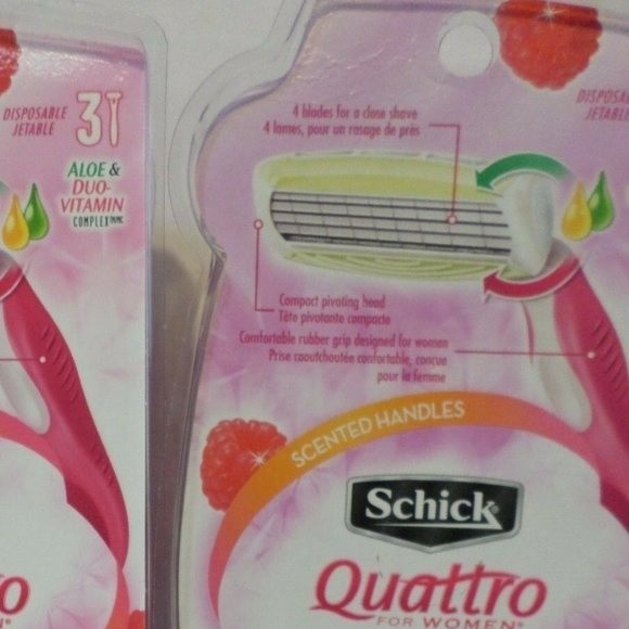 Shick Quattro Raspberry Rain Razors 4 3 Packs - Picture 3 of 6